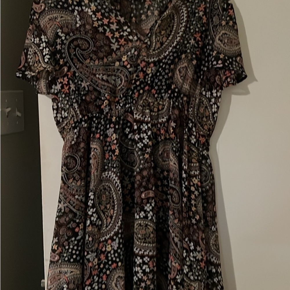 Paisley Print Black Dress